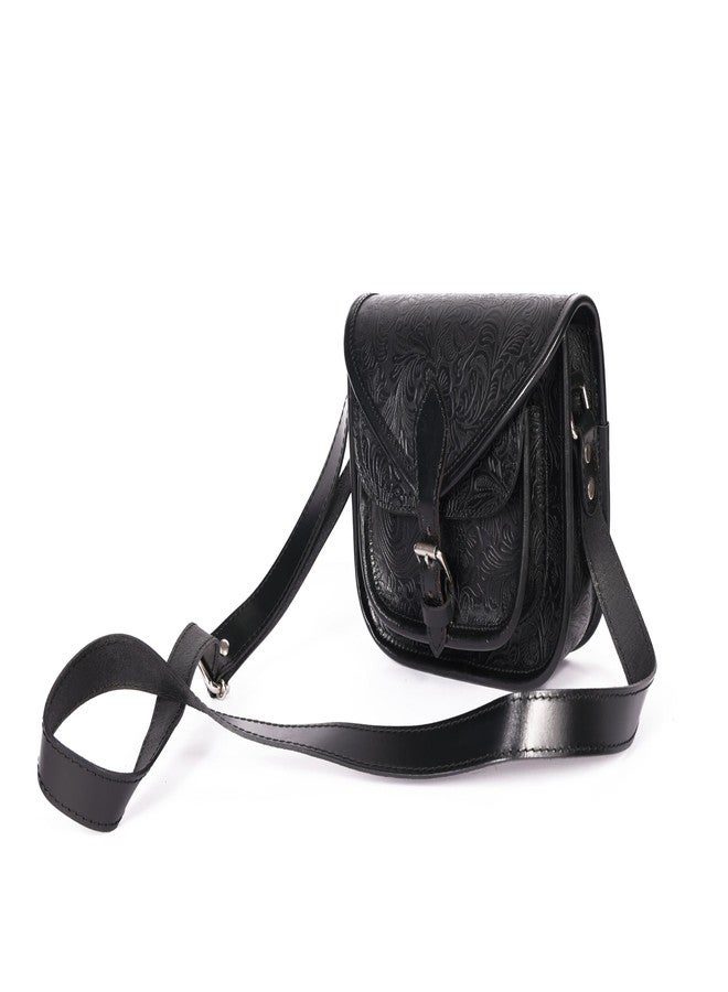 Celtic Premium Export Quality Embossed Leather Crossbody Bag with Buckle Pocket & Adjustable Strap - Image 2